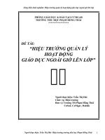 HIỆU TRƯỞNG QUẢN LÝ  HOẠT ĐỘNG  GIÁO DỤC NGOÀI GIỜ LÊN LỚP