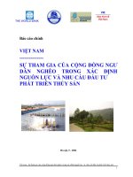 sự tham gia của cộng đồng ngư dân nghèo trong xác định nguồn lực nhu cầu đầu tư phát triển thuỷ sản