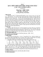 QUA TRÒ CHƠI GIÚP HỌC SINH NẮM CHẮC  CÁC VẦN CƠ BẢN LỚP 1