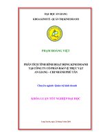 PHÂN TÍCH TÌNH HÌNH HOẠT ĐỘNG KINH DOANH TẠI CÔNG TY CỔ PHẦN BẢO VỆ THỰC VẬT AN GIANG – CHI NHÁNH PHÚ TÂN