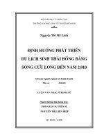 Định hướng phát triển du lịch sinh thái đồng bằng sông Cửu Long đến năm 2010