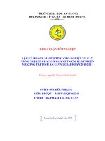 Lập kế hoạch marketing cho nghiệp vụ vay nông nghiệp của ngân hàng TMCP phát triển mekong tại tỉnh An Giang giai đoạn 2010 -2011