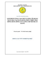 giải pháp nâng cao chất lượng tín dụng ngắn hạn tại ngân hàng phát triển nhà đồng bằng sông cửu long chi nhánh An Giang