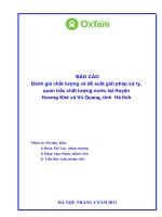 Đánh giá chất lượng và đề xuất giải pháp xử lý,  quan trắc chất lượng nước tại Huyện Hương Khê và Vũ Quang, tỉnh  Hà tĩnh