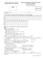 BÀI KIỂM TRA HỌC KỲ 1 NĂM HỌC 2011-2012 MÔN: HÓA HỌC 10