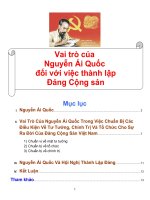 Vai trò của  Nguyễn Ái Quốc  đối với việc thành lập Đảng Cộng