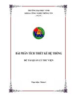 BÀI PHÂN TÍCH THIẾT KẾ HỆ THỐNG ĐỀ TÀI QUẢN LÝ THƯ VIỆN