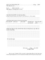 MẪU BÁO CÁO TÌNH HÌNH LỚP