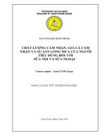 Chất lượng cảm nhận, giá cả cảm nhận và sự sẵn lòng mua của người