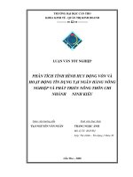 PHÂN TÍCH TÌNH HÌNH HUY ĐỘNG VỐN VÀ HOẠT ĐỘNG TÍN DỤNG