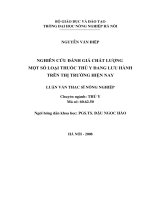 NGHIÊN CỨU ĐÁNH GIÁ CHẤT LƯỢNG  MỘT SỐ LOẠI THUỐC THÚ Y ĐANG LƯU HÀNH TRÊN THỊ TRƯỜNG HIỆN NAY