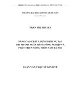 NÂNG CAO CHẤT LƯỢNG DỊCH VỤ TẠI  CHI NHÁNH NGÂN HÀNG NÔNG NGHIỆP VÀ PHÁT TRIỂN NÔNG THÔN NAM HÀ NỘI