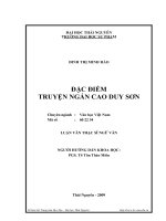 ĐẶC ĐIỂM TRUYỆN NGẮN CAO DUY SƠN
