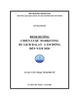 CHIẾN LƯỢC MARKETING  DU LỊCH DALAT - LÂM ĐỒNG  ĐẾN NĂM 2020