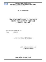 Cảm hứng triết luận về con người trong truyện ngắn Việt Nam giai đoạn 1986- 2000