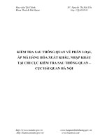 KIỂM TRA SAU THÔNG QUAN VỀ PHÂN LOẠI, ÁP MÃ HÀNG HÓA XUẤT KHẨU, NHẬP KHẨU TẠI CHI CỤC KIỂM TRA SAU THÔNG QUAN – CỤC HẢI QUAN HÀ NỘI