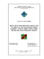 BIỆN PHÁP NÂNG CAO HIỆU QUẢ HOẠT ĐỘNG TÍN DỤNG ĐỐI VỚI HỘ SẢN XUẤT CỦA CHI NHÁNH NGÂN HÀNG NÔNG NGHIỆP VÀ PHÁT TRIỂN NÔNG THÔN HUYỆN MỸ TÚ – SÓC TRĂNG