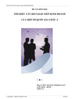 TÌM HIỂU VĂN HOÁ GIAO TIẾP KINH DOANH  CỦA MỘT SỐ QUỐC GIA CHÂU Á