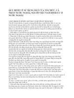 QUY ĐỊNH VỀ SỬ DỤNG ĐẤT CỦA TỔ CHỨC, CÁ NHÂN NƯỚC NGOÀI, NGƯỜI VIỆT NAM ĐỊNH CƯ Ở NƯỚC NGOÀI