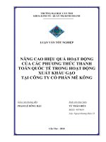 Nâng cao hiệu quả hoạt động của các phương thức thanh toán quốc tế trong hoạt động xuất khẩu gạo tại công ty cỏ phần Mê Kôngo