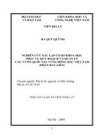NGHIÊN CỨU XÁC LẬP CƠ SỞ KHOA HỌC PHỤC VỤ QUY HOẠCH VÀ QUẢN LÝ CÁC VƯỜN QUỐC GIA VÙNG ĐÔNG BẮC VIỆT NAM