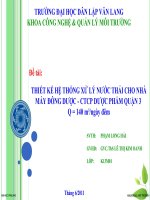 THIẾT KẾ HỆ THỐNG XỬ LÝ NƯỚC THẢI CHO NHÀ MÁY ĐÔNG DƯỢC - CTCP DƯỢC PHẨM QUẬN 3  Q = 140 m3/ngày đêm