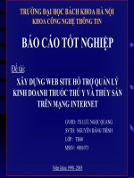 XÂY DỰNG WEB SITE HỖ TRỢ QUẢN LÝ KINH DOANH THUỐC THÚ Y VÀ THỦY SẢN TRÊN MẠNG INTERNET