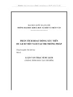 Phân tích hoạt động xúc tiến du lịch Việt Nam tại thị trường Pháp