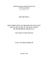 HOÀN THIỆN CÔNG TÁC PHÂN BỔ VỐN NGÂN SÁCH CHO CÁC DỰ ÁN ĐẦU TƯ XÂY DỰNG CƠ BẢN  DO THÀNH PHỐ HÀ NỘI QUẢN LÝ