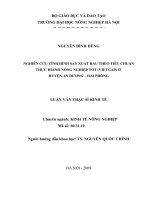 NGHIÊN CỨU TÌNH HÌNH SẢN XUẤT RAU THEO TIÊU CHUẨN THỰC HIÀNH NÔNG NGHIỆP TỐT (VIETGAP) Ở  HUYỆN AN DƯƠNG – HẢI PHÒNG