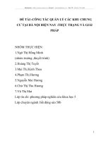 CÔNG TÁC QUẢN LÝ CÁC KHU CHUNG CƯ TẠI HÀ NỘI HIỆN NAY :THỰC TRẠNG VÀ GIẢI PHÁP