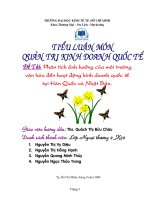 Phân tích ảnh hưởng của môi trường văn hoá trong hoạt động kinh doanh quốc tế tại Hàn quốc vào Nhật Bản