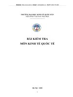 BÀI KIỂM TRA  MÔN KINH TẾ QUỐC TẾ