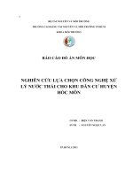 NGHIÊN CỨU LỰA CHỌN CÔNG NGHỆ XỬ LÝ NƯỚC THẢI CHO KHU DÂN CƯ HUYỆN HÓC MÔN