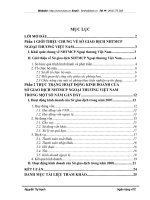 THỰC TRẠNG HOẠT ĐỘNG KINH DOANH CỦA  SỞ GIAO DỊCH NHTMCP NGOẠI THƯƠNG VIỆT NAM   TRONG MỘT SỐ NĂM GẦN ĐÂY