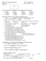 Dề kiểm tra môn tiếng anh khối 12