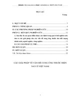 CÁC GIẢI PHÁP VỀ VẤN ĐỀ CUNG ỨNG THUỐC HIỆN NAY Ở VIỆT NAM