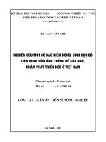 NGHIÊN CỨU MỘT SỐ ĐẶC ĐIỂM NÔNG, SINH HỌC CÓ LIÊN QUAN ĐẾN TÍNH CHỐNG ĐỔ CỦA NGÔ NHẰM PHÁT TRIỂN NGÔ Ở VIỆT NAM