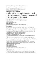 PHÂN TÍCH TÌNH HÌNH CHO THUÊ TÀI CHÍNH TẠI CÔNG TY CHO THUÊ TÀI CHÍNH II - CẦN THƠ