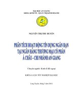 Phân tích hoạt động tín dụng ngắn hạn tại ngân hàng thương mại cổ phần Á Châu- chi nhánh An Giang