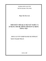 TRÍCH RÚT MỐI QUAN HỆ NGỮ NGHĨA VÀ  ÁP DỤNG CHO HỆ THỐNG HỎI ĐÁP TỰ ĐỘNG  TIẾNG VIỆT