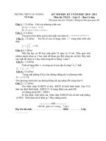 KỲ THI HỌC KỲ I NĂM HỌC 2010 - 2011 Môn thi: TOÁN – Lớp 11 – Ban Cơ bản