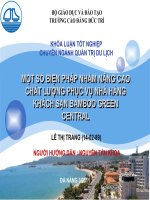MỘT SỐ BIỆN PHÁP NHẰM NÂNG CAO CHẤT LƯỢNG PHỤC VỤ NHÀ HÀNG KHÁCH SẠN BAMBOO GREEN CENTRAL