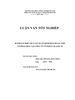 ĐÁNH GIÁ HIỆU QUẢ SẢN XUẤT KINH DOANH SAU KHI CỔ PHẦN HOÁ TẠI CÔNG TY CỔ PHẦN LILAMA 10