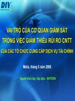 VAI TRÒ CỦA CƠ QUAN GIÁM SÁT TRONG VIỆC GIẢM THIỂU RỦI RO CNTT
