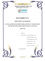 LẬP HỒ SƠ XIN PHÉP THÀNH LẬP CÔNG TY TNHH 2 THÀNH VIÊN TRỞ LÊN HOẠT ĐỘNG TRONG LĨNH VỰC XÂY DỰNG  THỦY LỢI