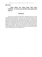 Hoạt động của Ngân hàng Nhà nước (NHNN)  và vai trò của nó đối với sự phát triển kinh tế.