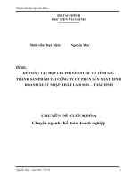KẾ TOÁN TẬP HỢP CHI PHÍ SẢN XUẤT VÀ TÍNH GIÁ THÀNH SẢN PHẨM TẠI CÔNG TY CỔ PHẦN SẢN XUẤT KINH DOANH XUẤT NHẬP KHẨU LAM SƠN – THÁI BÌNH