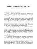 NHỮNG BÀI HỌC KINH NGHIỆM ĐỐI VỚI VIỆT NAM TRONG QUÁ TRÌNH HÌNH THÀNH VÀ PHÁT TRIỂN