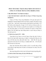 PHÂN TÍCH THỰC TRẠNG HOẠT ĐỘNG BÁN HÀNG Ở CÔNG TY CP DƯỢC TRUNG ƯƠNG MEDIPLANTEX